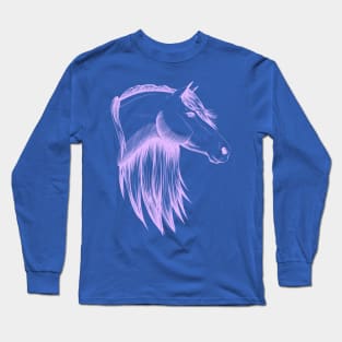 Purple Horse Sketch Long Sleeve T-Shirt